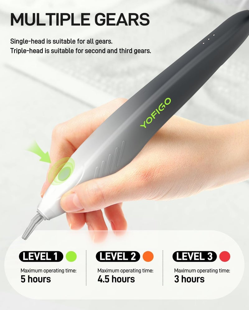 YOFIGO Electric Wirless Diamond Painting Pen,Vacuum Diamond Art Pen with Charging Base, 6 Suction Heads,Gradient Painting Pen for Beginners (Black) - Image 5